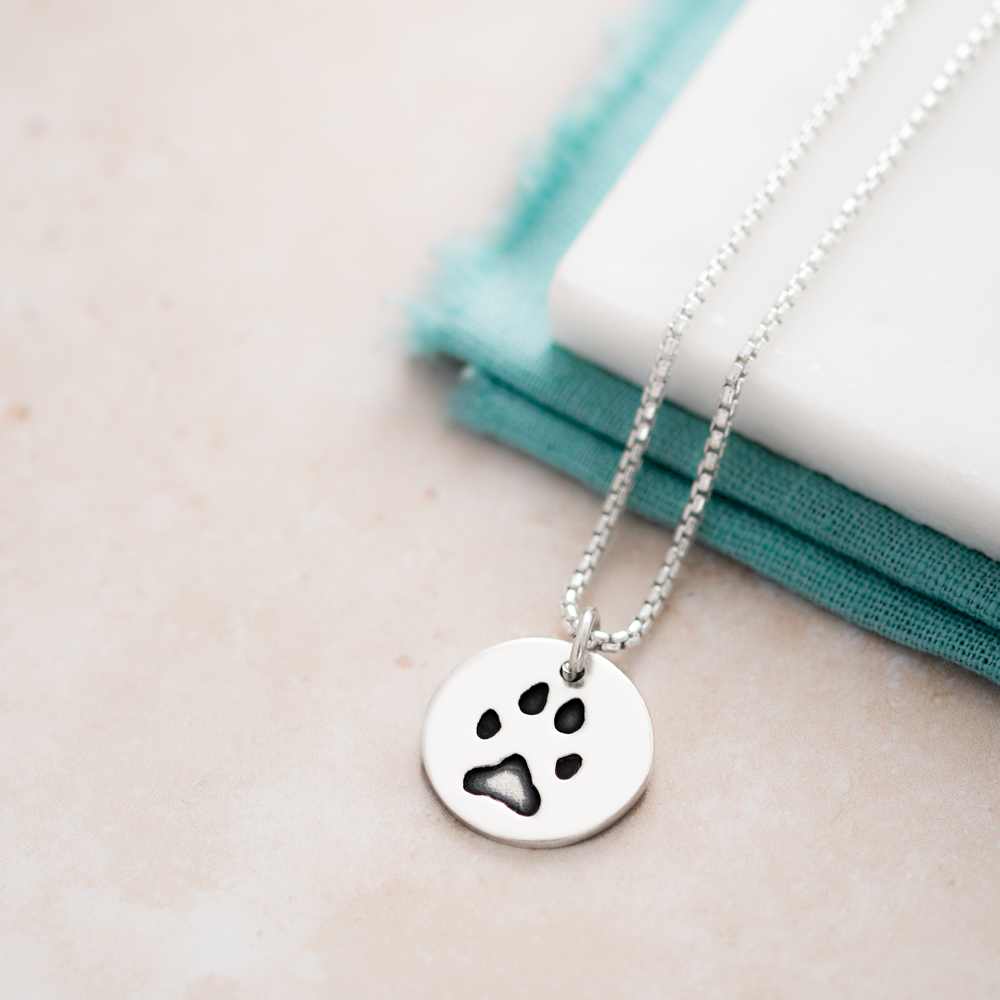 Your Dog's Paw Print Sterling Silver Charm Necklace